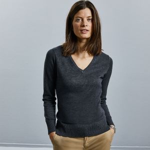 Russell Collection - Women's V-Neck Knitted Sweater - J710F