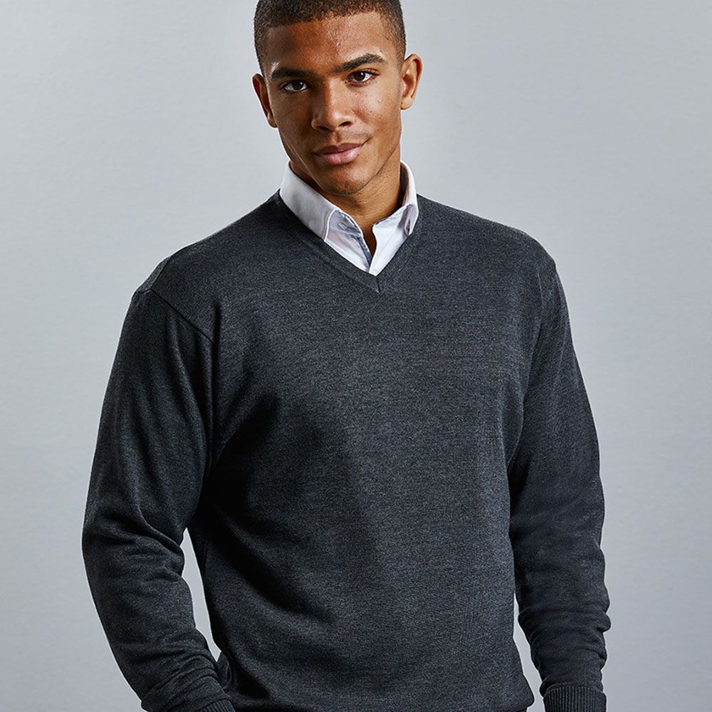 Russell Collection - V-Neck Knitted Sweater - J710M