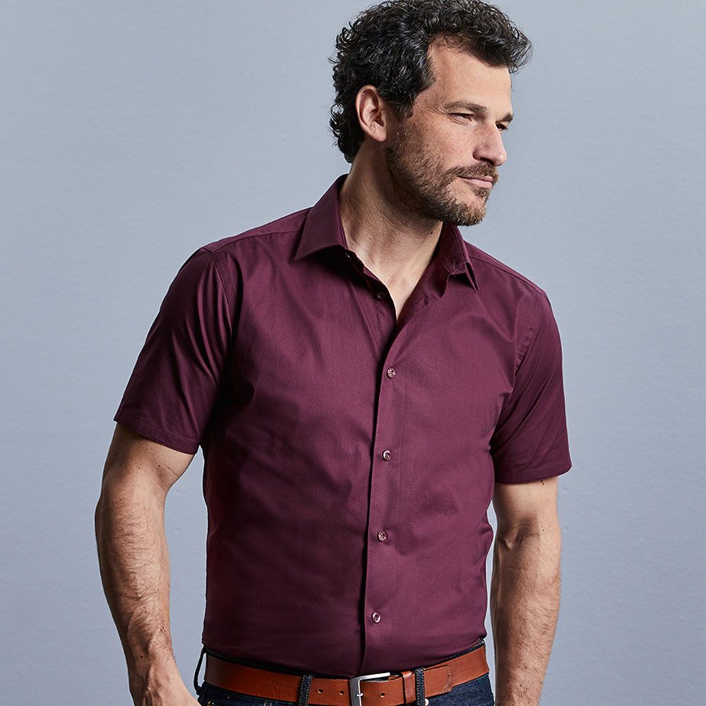 Russell Collection - Men's Short Sleeve Easy Care Fitted Shirt - J947M