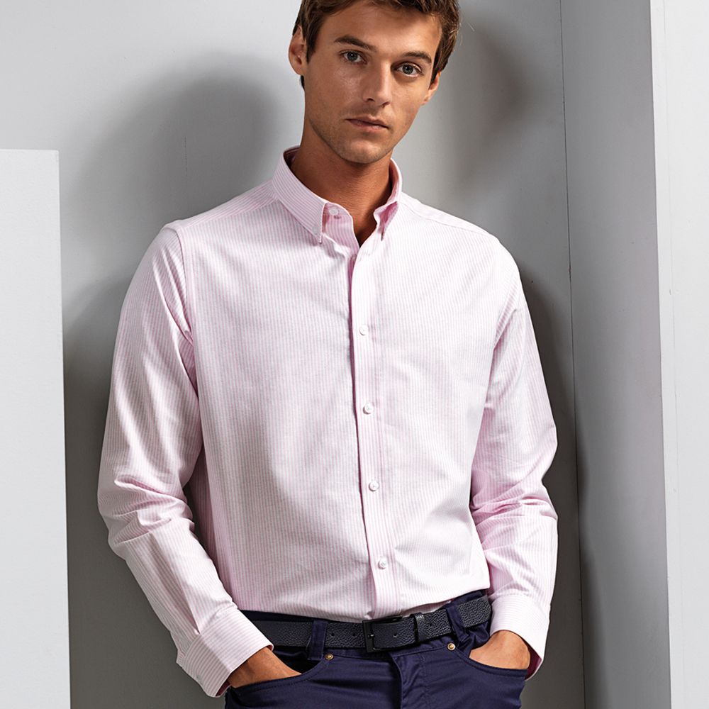 Premier - Long Sleeve Striped Oxford Shirt - PR238