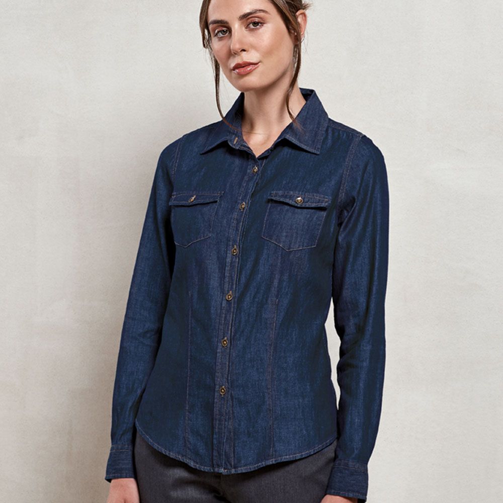Premier - Ladies Jeans Stitch Denim Shirt - PR322