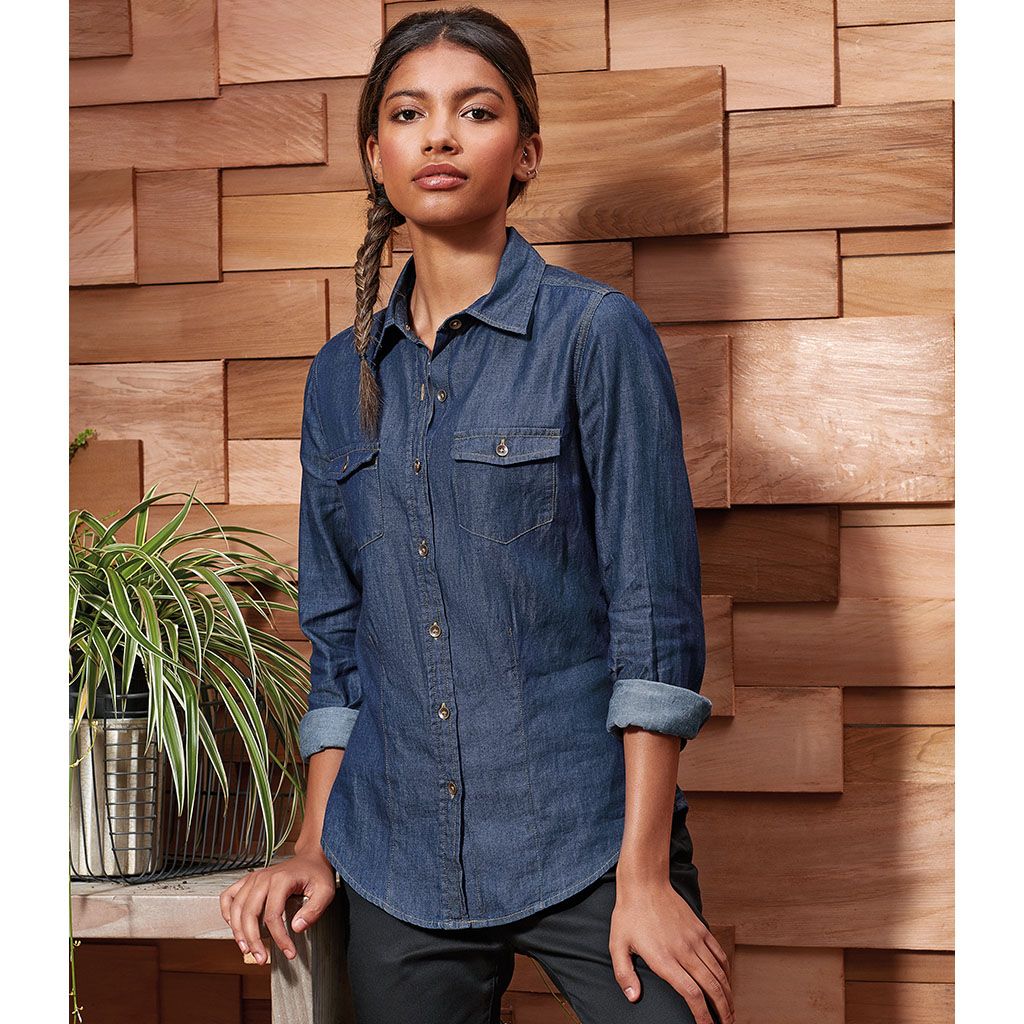 Premier - Ladies Jeans Stitch Denim Shirt - PR322
