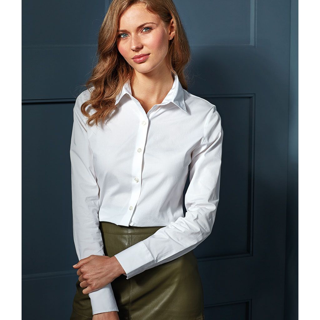 Premier - Ladies Long Sleeve Stretch Fit Poplin Shirt - PR344