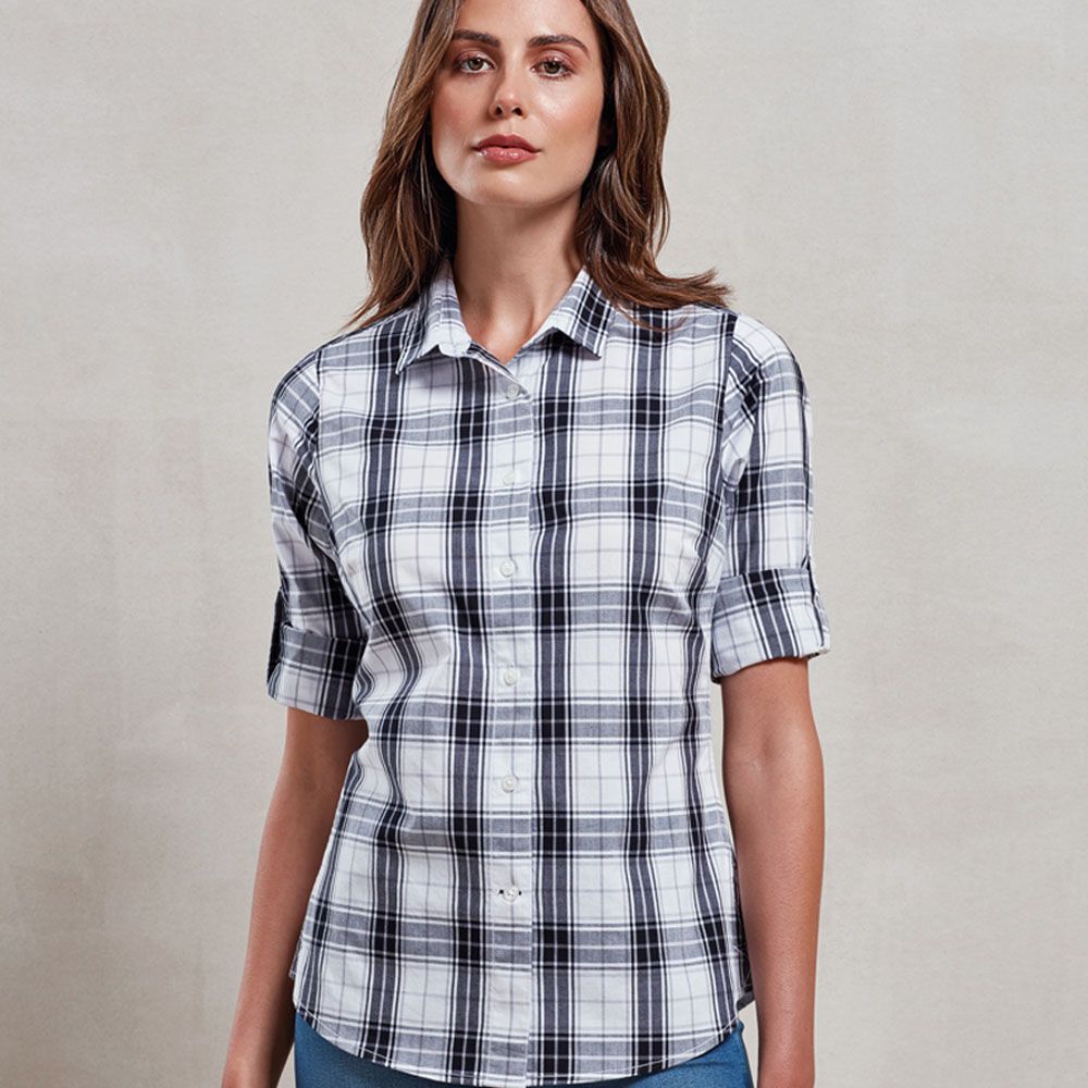 Premier - Ladies Ginmill Check Long Sleeve Shirt - PR354