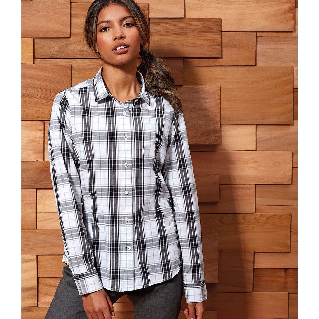 Premier - Ladies Ginmill Check Long Sleeve Shirt - PR354